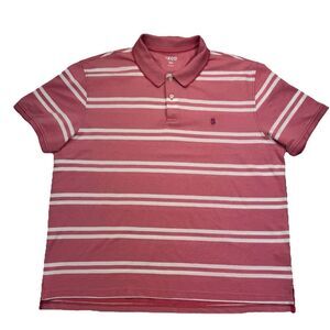 IZOD Mens Polo Shirt Size XXL Pink Striped Short Sleeve